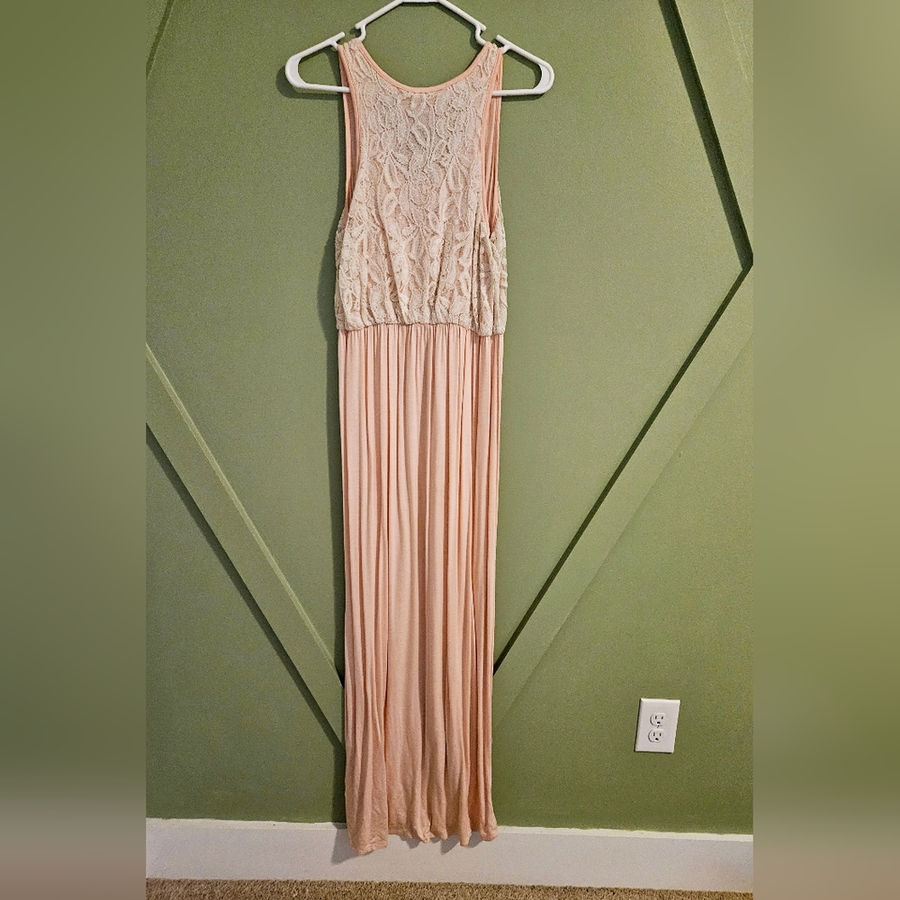 Pink maxi with lace top